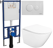 Комплект унитаза DIWO STWORKI Левангер S07401WH с сиденьем Микролифт с инсталляцией DIWO 4501 с клавишей смыва цвет Глянцевый белый