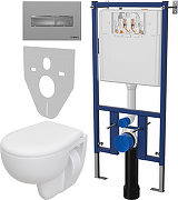 Комплект унитаза DIWO Seramiksan Natura A051041H с сиденьем с инсталляцией DIWO 4501 с клавишей смыва цвет Матовый хром