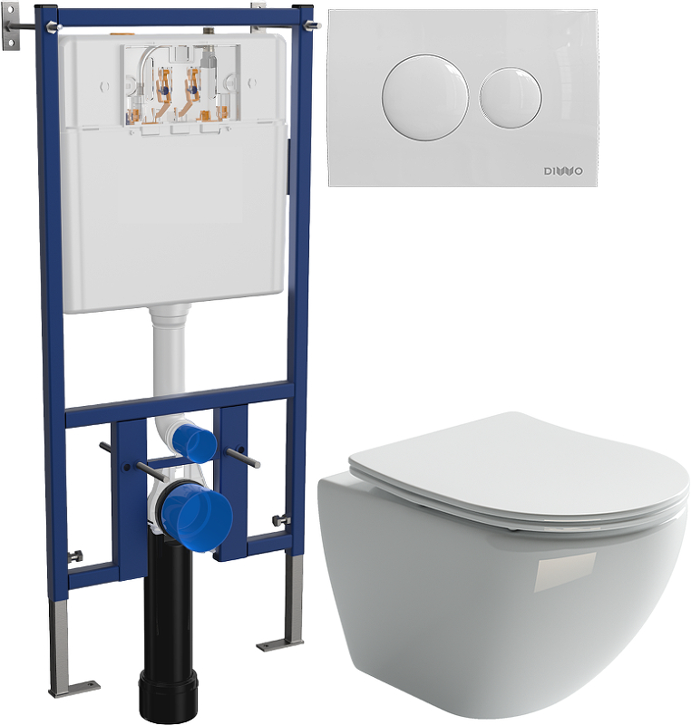 Комплект унитаза DIWO Ceramicanova Metropol CN4002 с сиденьем с инсталляцией DIWO 4501 