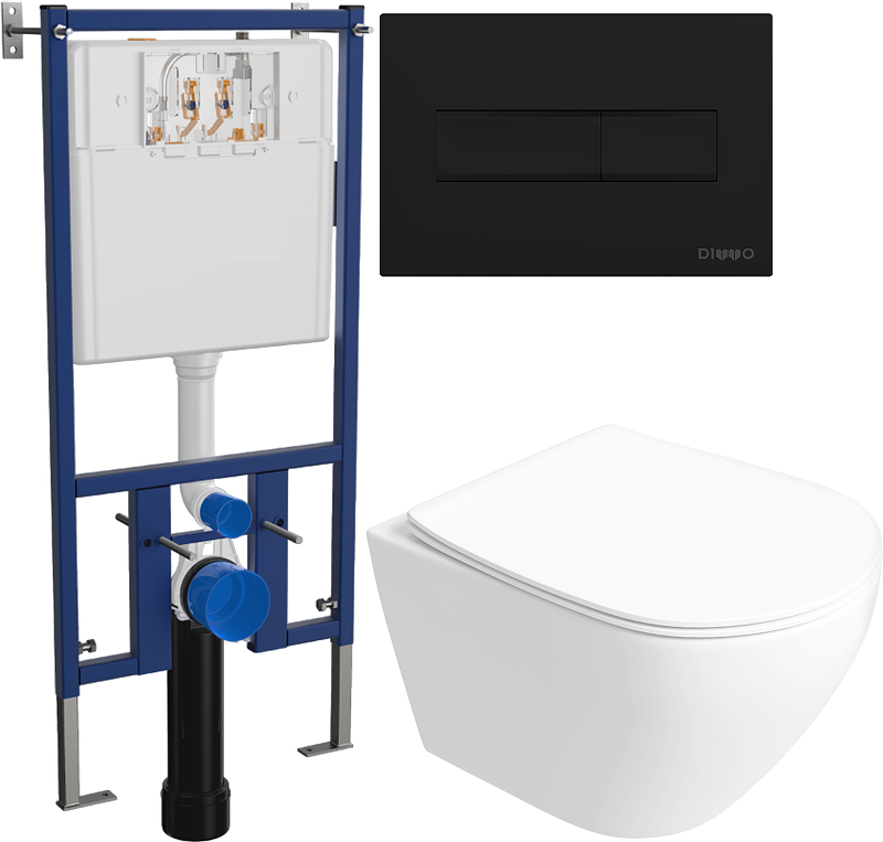 Комплект унитаза DIWO STWORKI Кронборг S28401WH с сиденьем Микролифт с инсталляцией DIWO 4501 