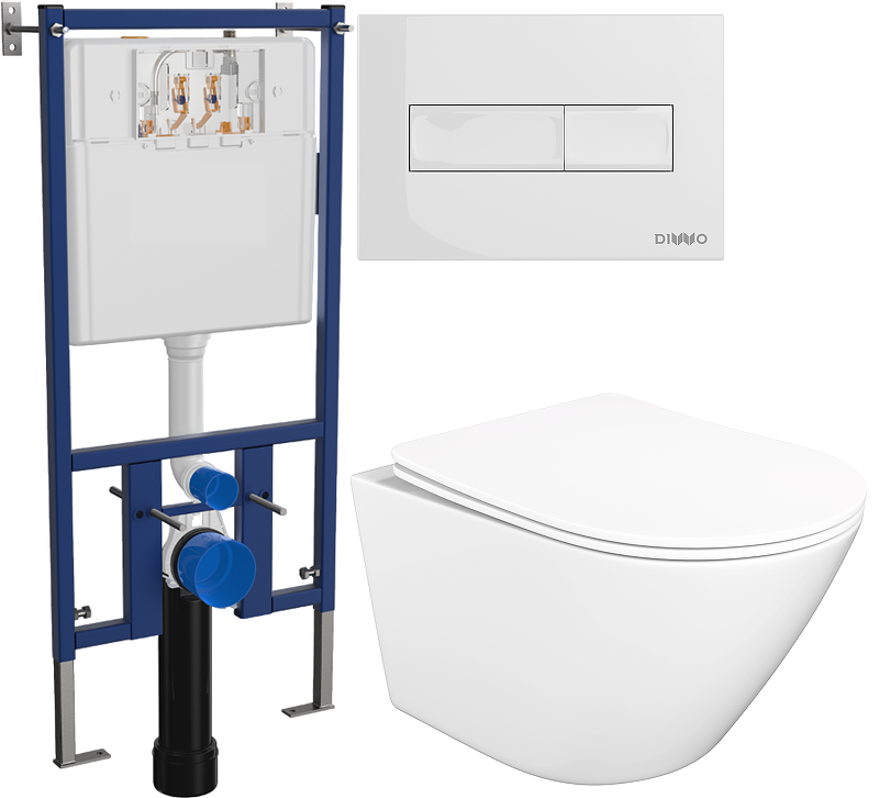 Комплект унитаза DIWO STWORKI Левангер S07401WH с сиденьем Микролифт с инсталляцией DIWO 4501 