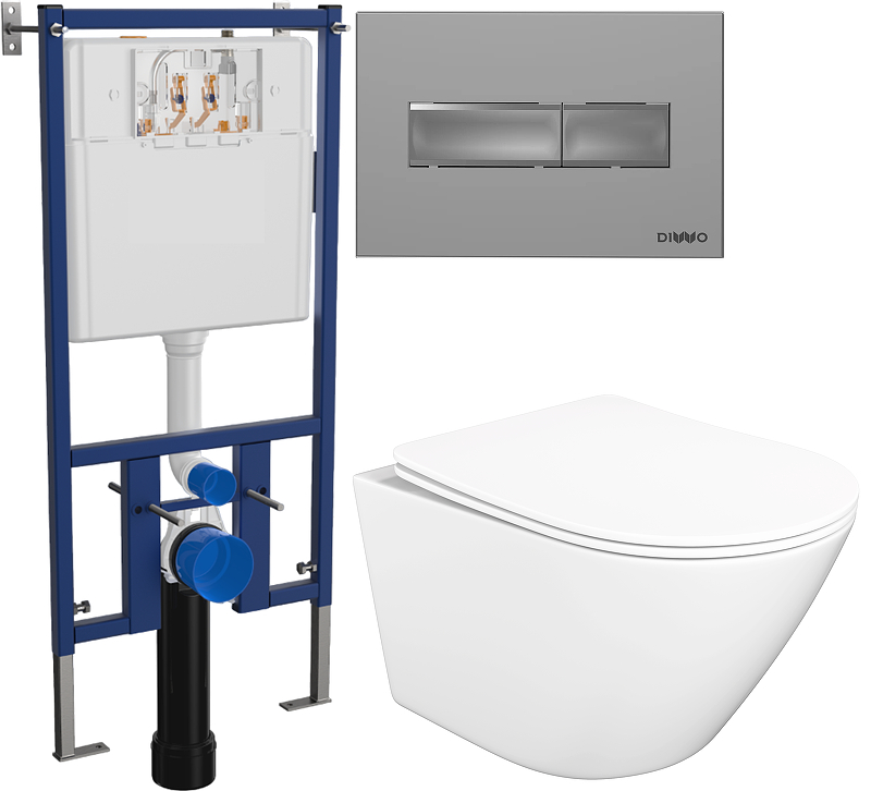 Комплект унитаза DIWO STWORKI Левангер S07401WH с сиденьем Микролифт с инсталляцией DIWO 4501 