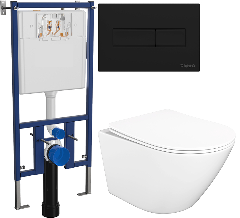 Комплект унитаза DIWO STWORKI Левангер S07401WH с сиденьем Микролифт с инсталляцией DIWO 4501 