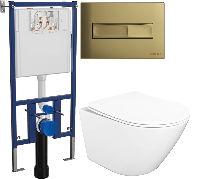 Комплект унитаза DIWO STWORKI Левангер S07401WH с сиденьем Микролифт с инсталляцией DIWO 4501 