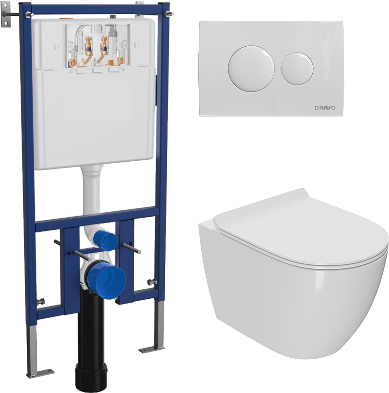 Комплект унитаза DIWO Bauedge Bau Dream с сиденьем с инсталляцией DIWO 4501 