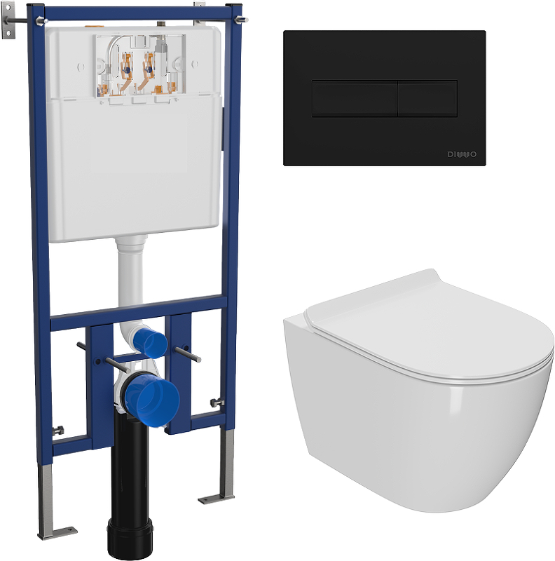 Комплект унитаза DIWO Bauedge Bau Dream с сиденьем с инсталляцией DIWO 4501 