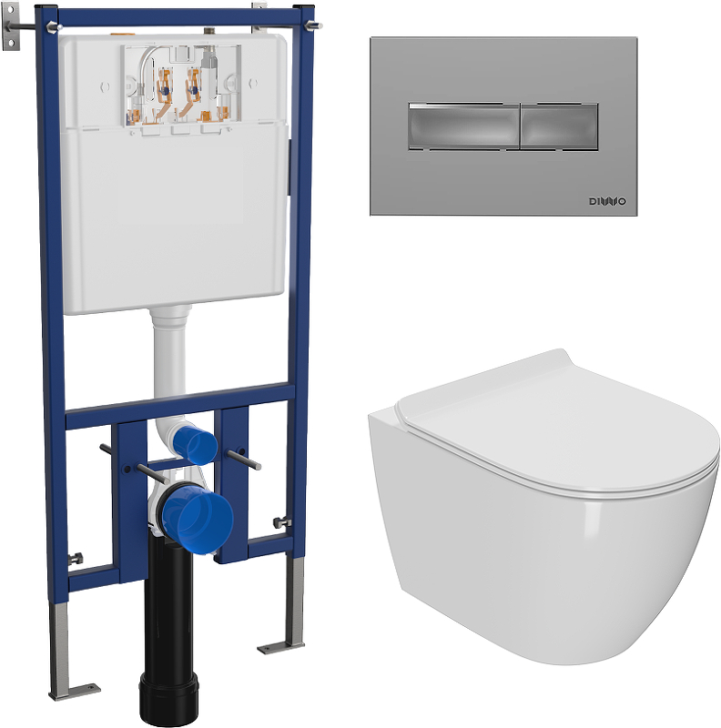 Комплект унитаза DIWO Bauedge Bau Dream с сиденьем с инсталляцией DIWO 4501 