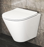 Комплект унитаза DIWO Bauedge Bau Nimb с сиденьем с инсталляцией DIWO 4501 с клавишей смыва цвет Глянцевый белый