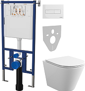 Комплект унитаза DIWO Bauedge Bau Nimb с сиденьем с инсталляцией DIWO 4501 с клавишей смыва цвет Глянцевый белый-2