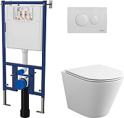 Комплект унитаза DIWO Bauedge Bau Nimb с сиденьем с инсталляцией DIWO 4501 с клавишей смыва цвет Глянцевый белый-2