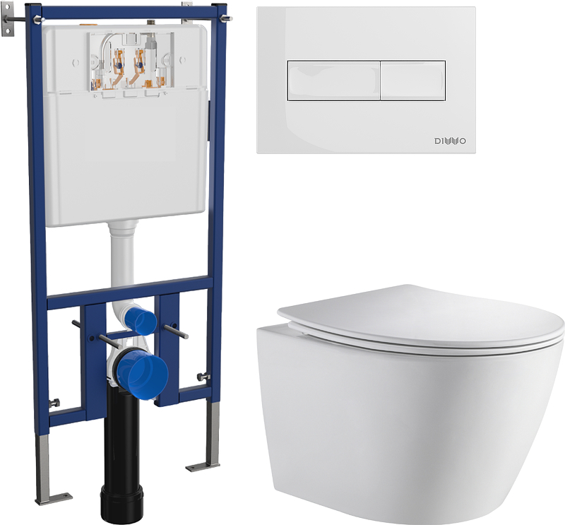 Комплект унитаза DIWO Orange C07 C07-150W с сиденьем с инсталляцией DIWO 4501 