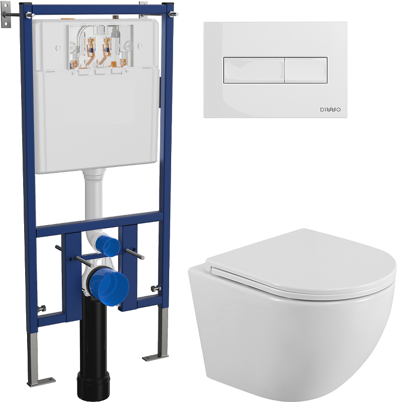 Комплект унитаза DIWO BelBagno Uno BB3105CHR/SC с сиденьем с инсталляцией DIWO 4501 