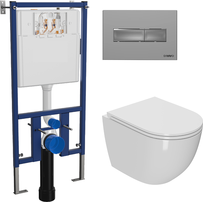 Комплект унитаза DIWO Bauedge Bau Dream Hurricane-2 с сиденьем Микролифт с инсталляцией DIWO 4501 