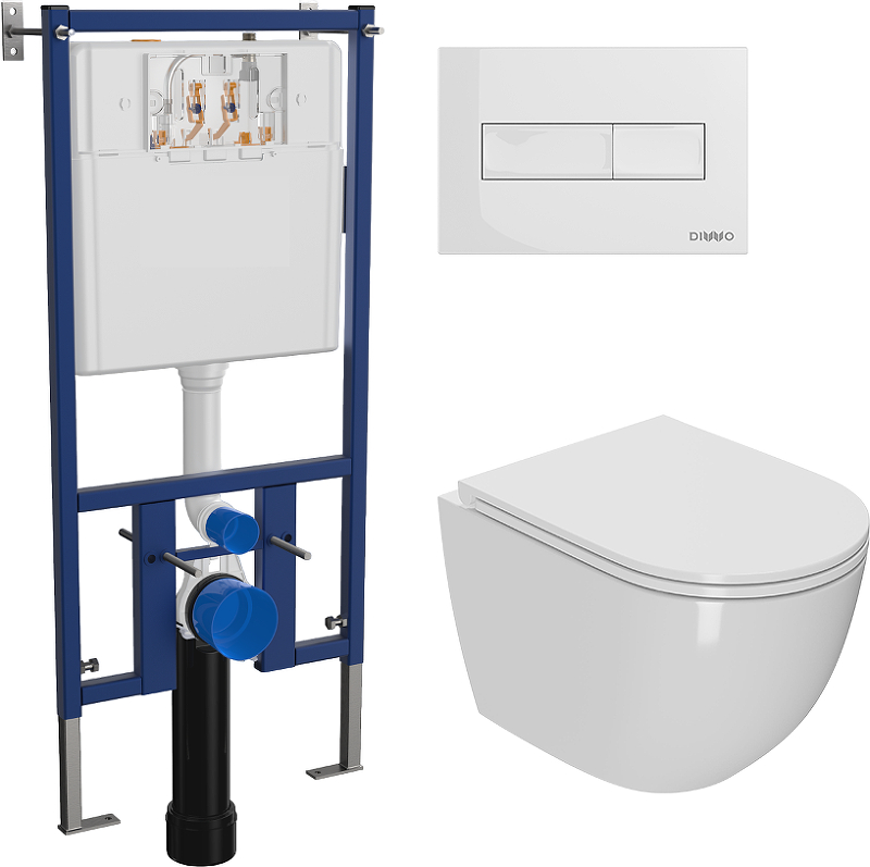 Комплект унитаза DIWO Bauedge Bau Dream Hurricane-2 с сиденьем Микролифт с инсталляцией DIWO 4501 