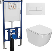 Комплект унитаза DIWO Bauedge Bau Dream Hurricane-2 с сиденьем Микролифт с инсталляцией DIWO 4501 с клавишей смыва цвет Глянцевый белый