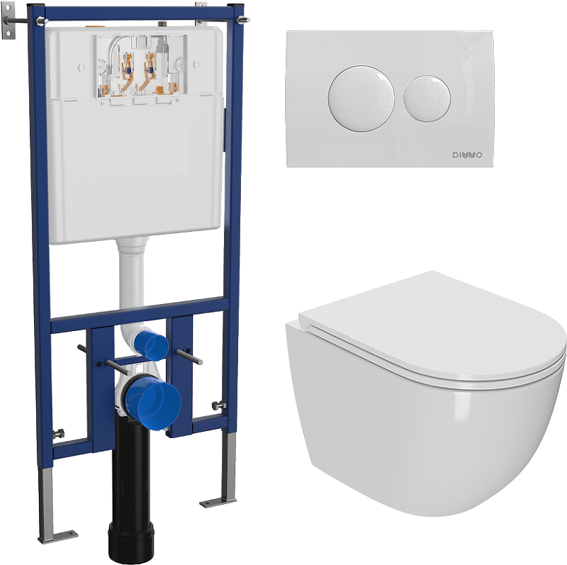 Комплект унитаза DIWO Bauedge Bau Dream Hurricane-2 с сиденьем Микролифт с инсталляцией DIWO 4501 