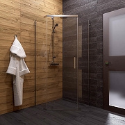 Душевой уголок DIWO Казань 90х90 + AQCP11-60 с душевым лотком профиль Хром стекло прозрачное-1