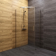 Душевой уголок DIWO Казань 90х90 + AQCP11-60 с душевым лотком профиль Хром стекло прозрачное-4