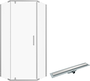 Душевой уголок DIWO Казань 90х90 + AQCP11-60 с душевым лотком профиль Хром стекло прозрачное-7