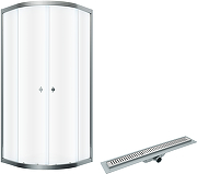 Душевой уголок DIWO Псков 90х90 + AQPL10-60 с душевым лотком профиль Хром стекло прозрачное