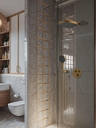 Душевая система AltroBagno Bilancia 040414 BG с термостатом цвет Золото матовое-1