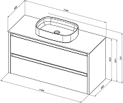 Тумба под раковину Allen Brau Fantasy 2.0 118,4 1.11005.PWM2.0 подвесная цвет Папирус матовый-7