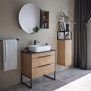 Тумба под раковину Corozo Форест 80 SD-00001049 подвесная цвет Коричневый-9