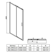Душевая дверь Vincea Rapid-N 130 VDS-3RN12/13CL профиль Хром стекло прозрачное-3