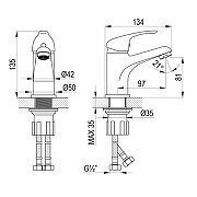 Смеситель для раковины Rossinka A A35-13 цвет Хром-1