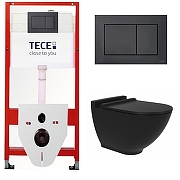 Комплект унитаза биде с инсталляцией Tece Base TC414102510 с сиденьем Микролифт и клавишей смыва цвет Черный-1