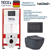 Комплект унитаза биде с инсталляцией Tece Base TC414343670 с сиденьем Микролифт и клавишей смыва цвет Черный