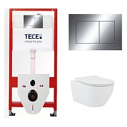 Унитаз с инсталляцией Tece Base TC412303280 с сиденьем Микролифт и клавишей смыва цвет Хром-1
