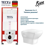 Комплект унитаза биде с инсталляцией Tece Base TC413DORVP0 с сиденьем Микролифт и клавишей смыва цвет Белый