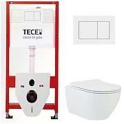 Комплект унитаза биде с инсталляцией Tece Base TC413DORVP0 с сиденьем Микролифт и клавишей смыва цвет Белый-1