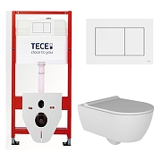 Комплект унитаза биде с инсталляцией Tece Base TC413N3VE0 с сиденьем Микролифт и клавишей смыва цвет Белый-1