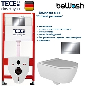 Комплект унитаза биде с инсталляцией Tece Base TC412N3VP0 с сиденьем Микролифт и клавишей смыва цвет Хром