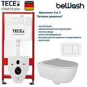 Комплект унитаза биде с инсталляцией Tece Base TC413N3VP0 с сиденьем Микролифт и клавишей смыва цвет Белый