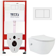 Комплект унитаза биде с инсталляцией Tece Base TC413DORVP1 с сиденьем Микролифт и клавишей смыва цвет Белый-1