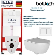 Комплект унитаза биде с инсталляцией Tece Base TC413N3VP1 с сиденьем Микролифт и клавишей смыва цвет Белый