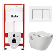 Комплект унитаза биде с инсталляцией Tece Base TC413N3VP1 с сиденьем Микролифт и клавишей смыва цвет Белый-1