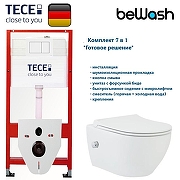 Комплект унитаза биде с инсталляцией Tece Base TC413343601 с сиденьем Микролифт и клавишей смыва цвет Белый