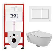 Комплект унитаза биде с инсталляцией Tece Base TC413343601 с сиденьем Микролифт и клавишей смыва цвет Белый-1