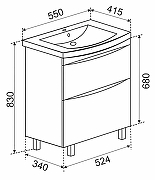 Тумба под раковину Emmy Клермонт 55 310152 цвет Белый-1