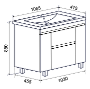 Тумба под раковину Emmy Джерси 105 310014 цвет Белый-2