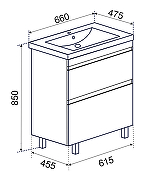 Тумба под раковину Emmy Джерси 65 310015 цвет Белый-3