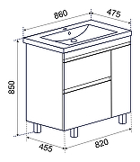 Тумба под раковину Emmy Джерси 85 310018 цвет Белый-4