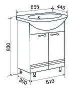 Тумба под раковину Emmy Рио 55 310057 цвет Белый-3