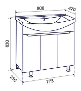 Тумба под раковину Emmy Агата 80 310109 цвет Белый-4