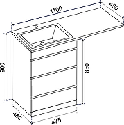 Тумба под раковину Emmy Джерси 110 310112 цвет Белый-2