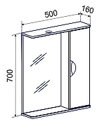 Зеркало со шкафом Emmy Милли 50 R 210008 с подсветкой цвет Белый-3